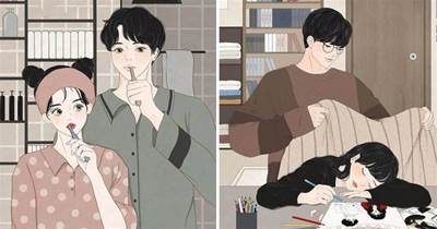 「牽了你的手，就沒想過放開」韓國插畫師手繪「與男友日常」的小美好！網友：忍不住想戀愛了~
