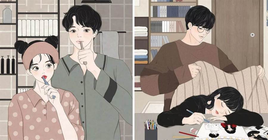 「牽了你的手，就沒想過放開」韓國插畫師手繪「與男友日常」的小美好！網友：忍不住想戀愛了~